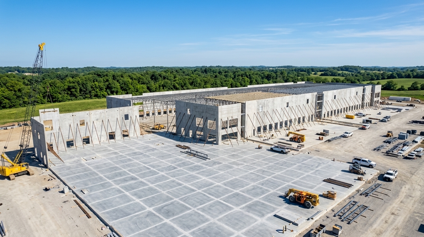 Commercial concrete slab and foundation construction in Louisville
